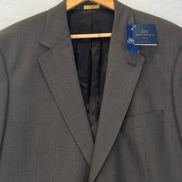 NWT Brooks Brothers Stretch Wool Brown Check Pattern Suit Jacket Size 45L $239 - Picture 3 of 9